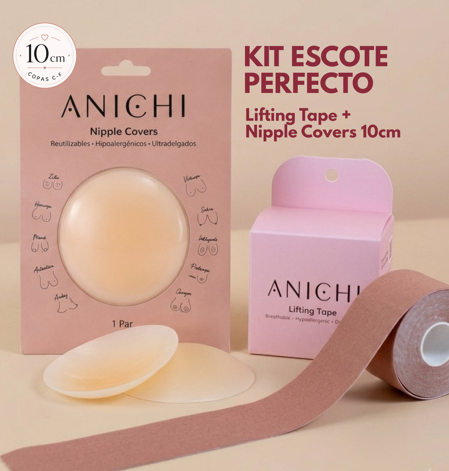 Kit Lifting Tape + Cubrepezones de Silicona Reutilizables (10cm)